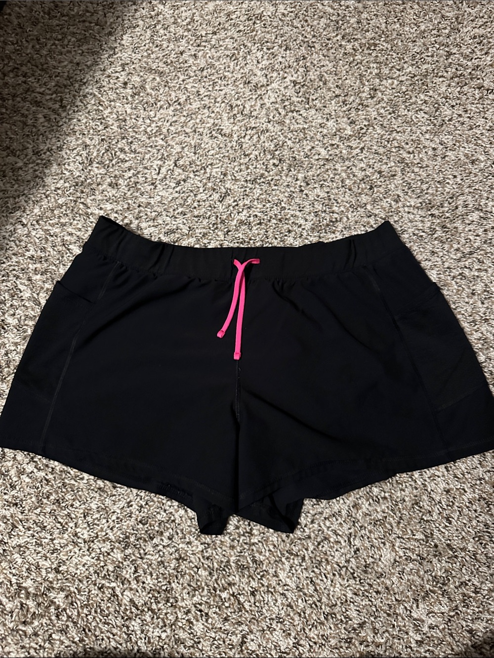 tek gear Black Athletic Shorts with Pink Drawstring